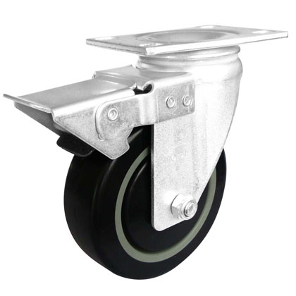 3寸平顶增强PU全刹轮