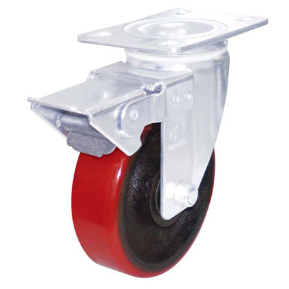 2B系列4寸平顶铁芯PU全刹轮