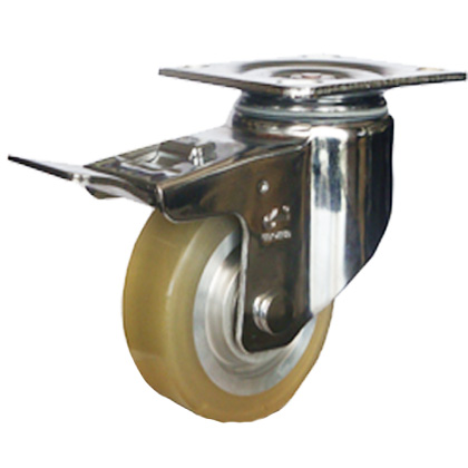 6寸平顶铝芯PU全刹轮