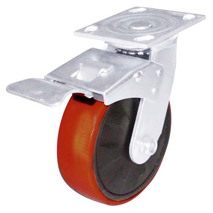 8X2寸平顶双轴圆弧PU全刹轮