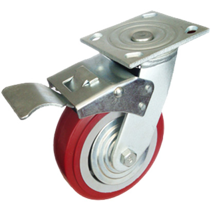 5X2寸平顶双轴超级PU全刹轮