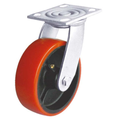 4X2寸平顶滚针圆弧PU万向轮