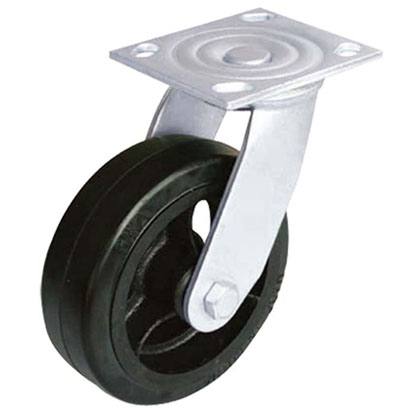 8X2寸平顶滚针铁芯橡胶万向轮