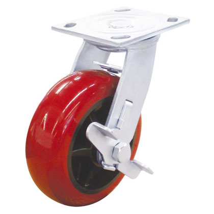 6*2寸平顶圆弧塑芯PU边刹轮