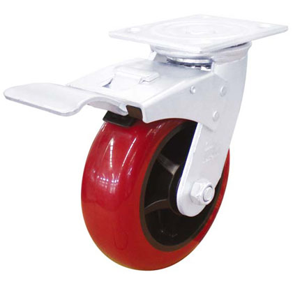 8*2寸平顶圆弧塑芯PU全刹轮