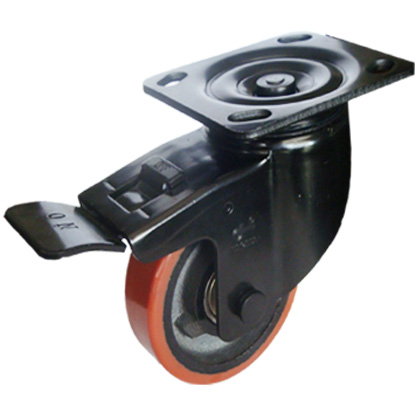 4寸平顶铁芯PU全刹轮